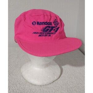 Vintage Kendall GT-1 High Performance Motor Oil Flag Neon Hot Pink Cap Hat OSFA